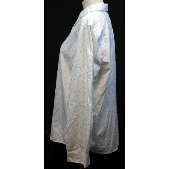 Christopher & Banks Woman XL White Collared Shirt Blue Floral Stich Embroidery - Picture 5 of 5